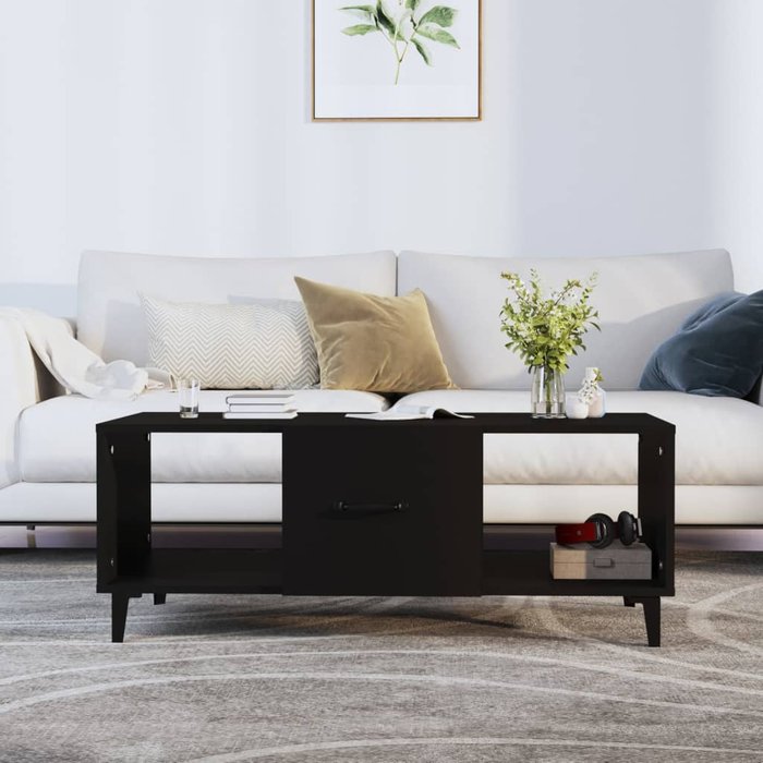 Mesa de centro madera contrachapada negro 102x50x40 cm - comfortxl