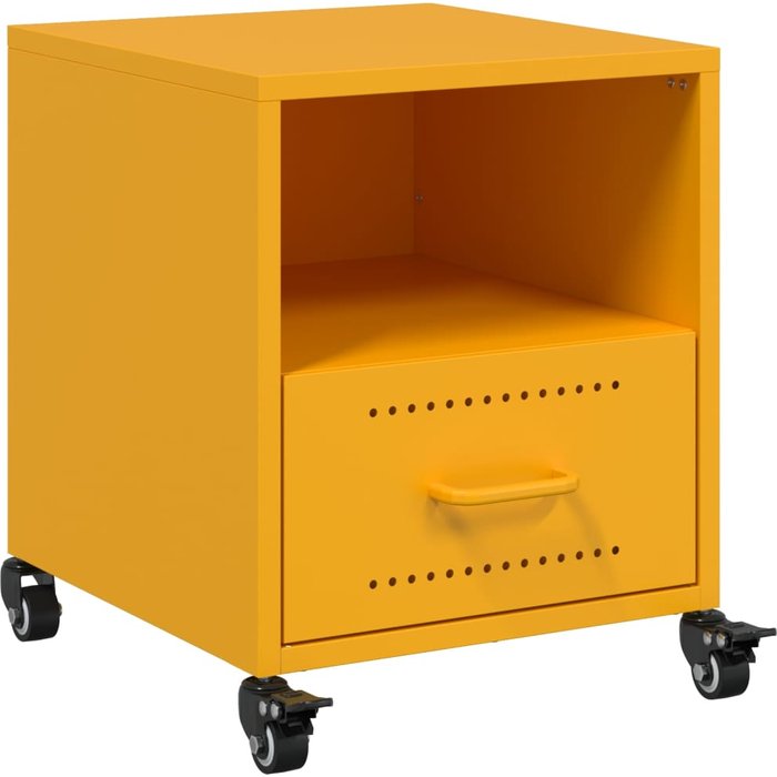 Mesita de noche,mesilla de noche acero amarillo mostaza 36x39x43,5 cm cfw740545