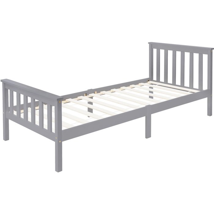 Cama para niños de madera maciza de pino gris claro somier protector 200x90 cm