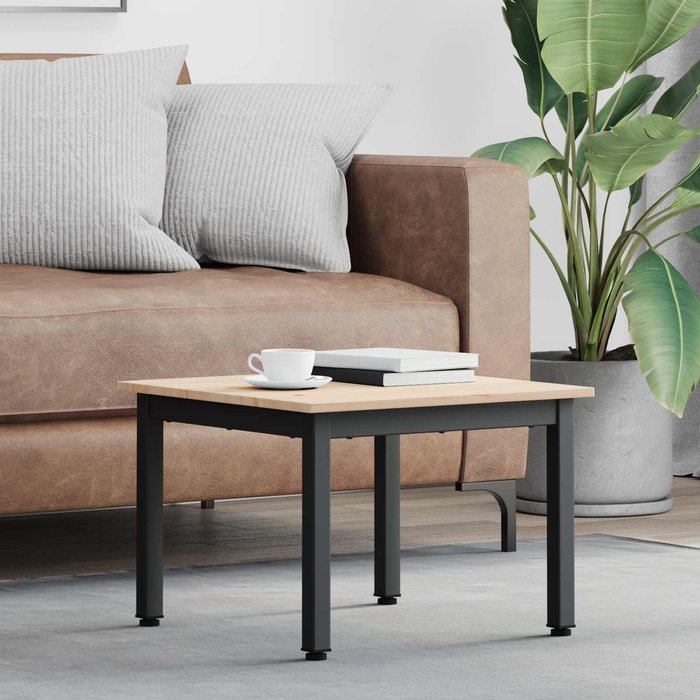 Mesa de centro natural, 50 x 50 x 36 cm, madera maciza de pino.