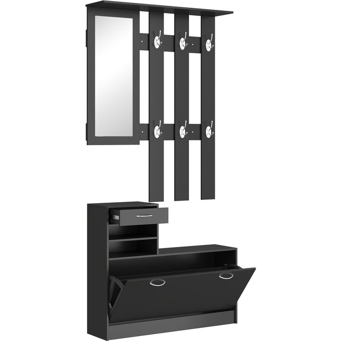 Muebles de recibidor homcom melamina de madera negro 90x10x91 cm