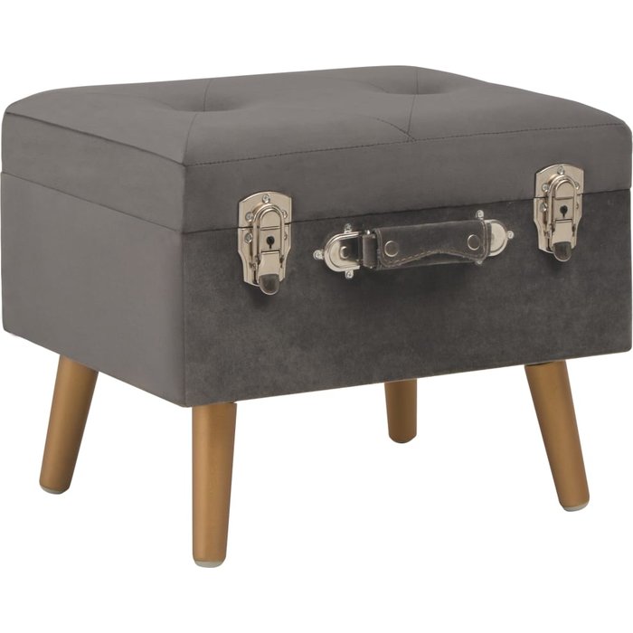Taburete de almacenamiento de terciopelo gris 40 cm