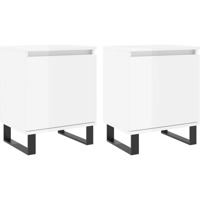 Mesitas de noche 2pz madera contrachapada blanco brillo 40x30x50cm