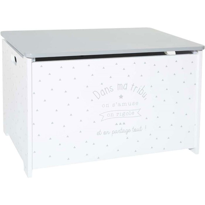 Wellhome - baúl infantil para juguetes en color blanco y gris