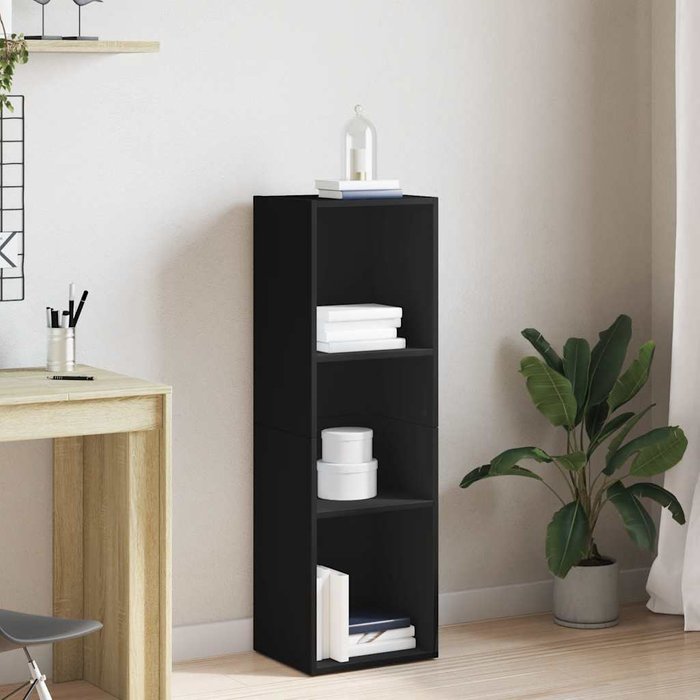 Librería/mueble para tv negro, 36x30x114 cm, madera de ingeniería. - pangivo