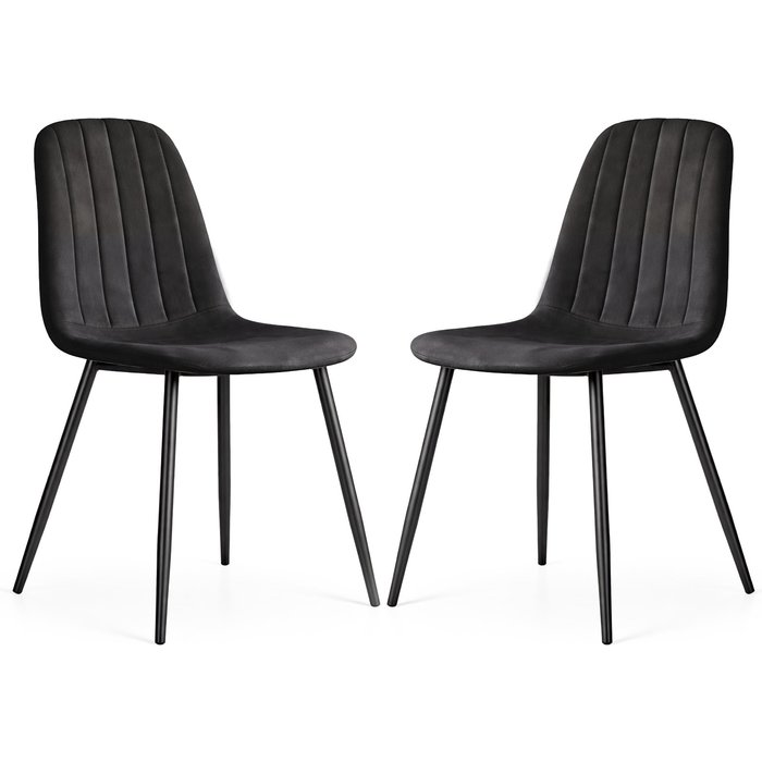 Set de 2 sillas acolchadas lumo negro patas negras