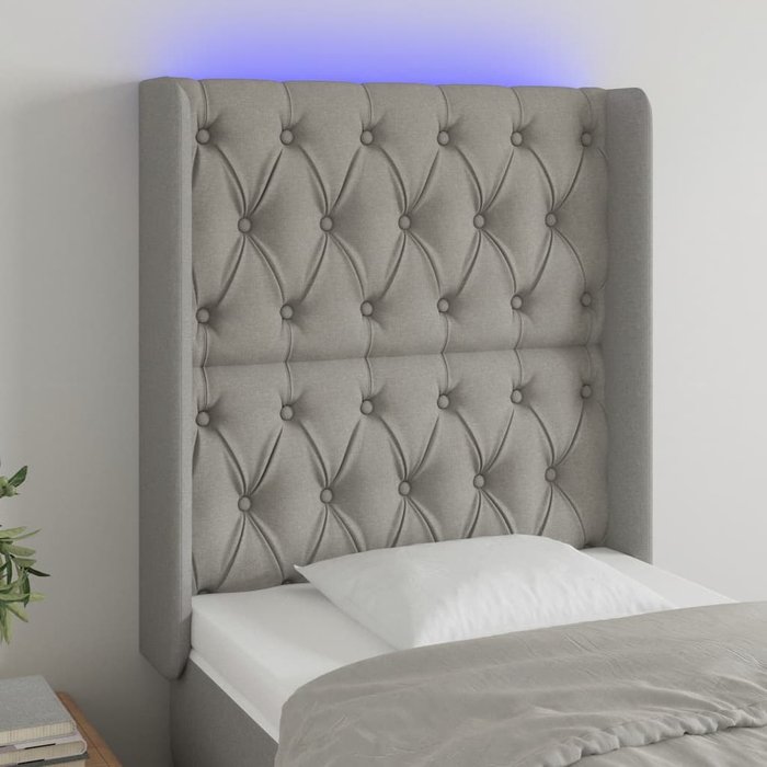 Maison exclusive - cabecero con led de tela gris claro 83x16x118/128 cm