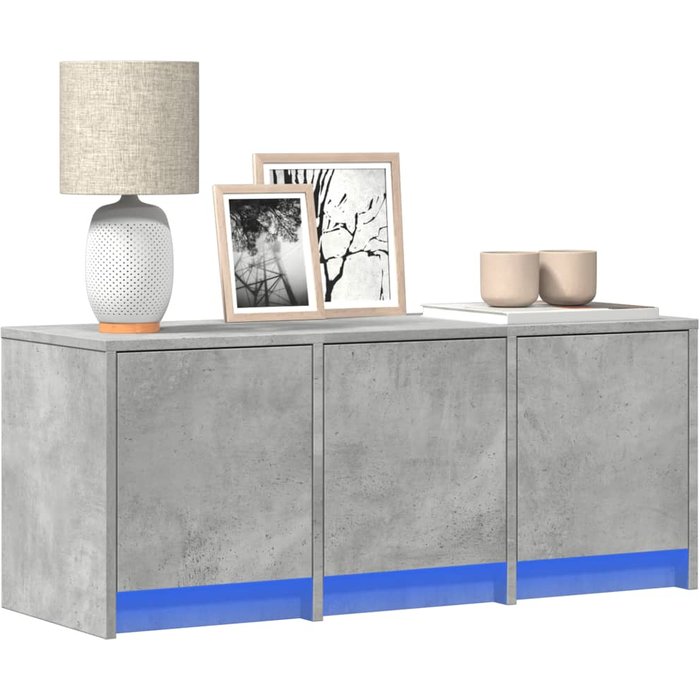 Mueble tv con led gris hormigón 97x34x40 cm madera contrachapada