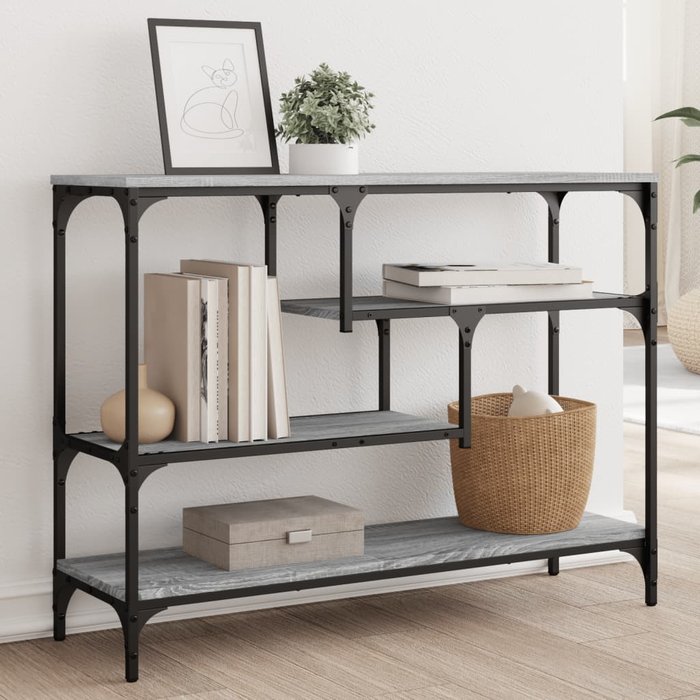 Mesa consola sonoma gris de 100x30x75 cm, madera de ingeniería.
