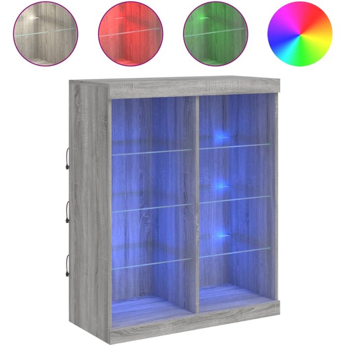 Aparador con luces led gris sonoma 81x37x100 cm - comfortxl