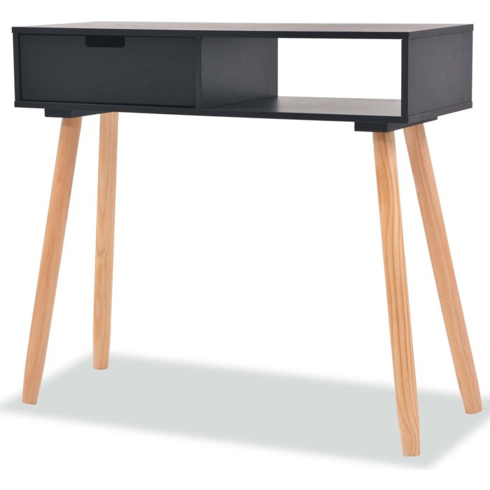 Mesa consola de madera maciza de pino 80x30x72 cm negra