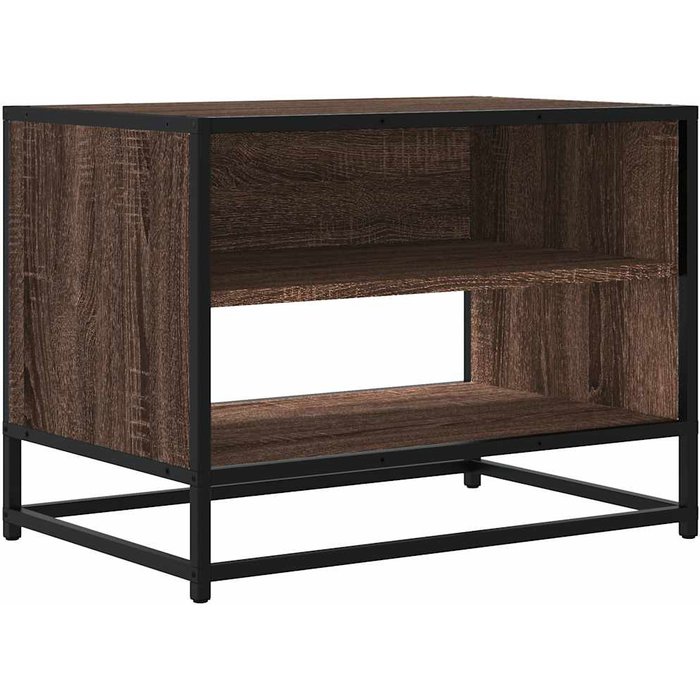 Mueble de tv de metal y madera compuesta, roble marrón, 61x40x46 cm - comfortxl