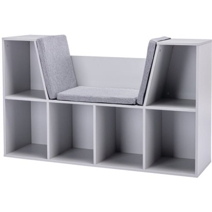 Biblioteca para niños con banco - gris - 103x30x62 cm – comfortxl