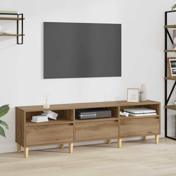 Mueble de tv de roble hecho a mano, 150 x 30 x 45 cm, madera de ingeniería