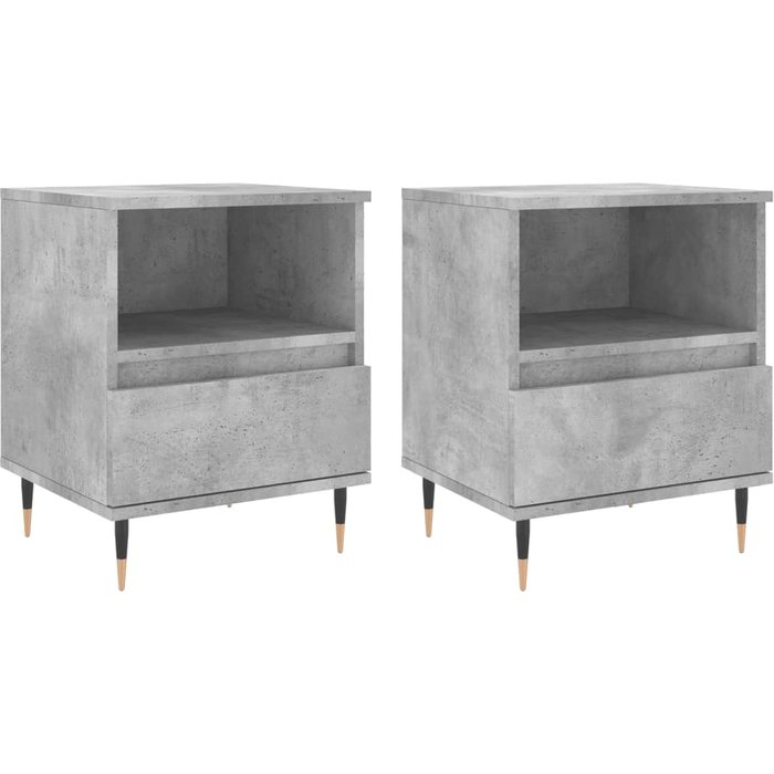 Mesitas de noche 2 piezas gris cemento 40x35x50 cm madera contrachapada