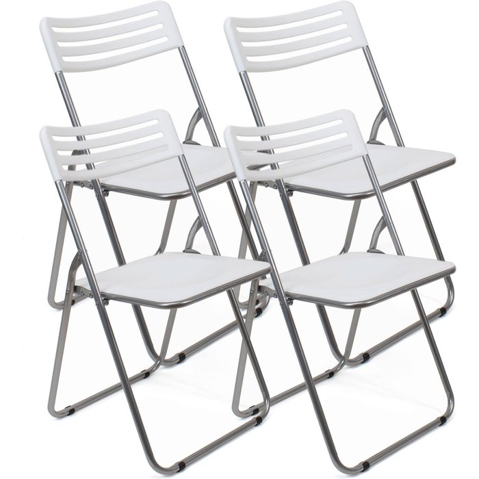 Pack de 4 sillas plegables de metal y pvc - blanco