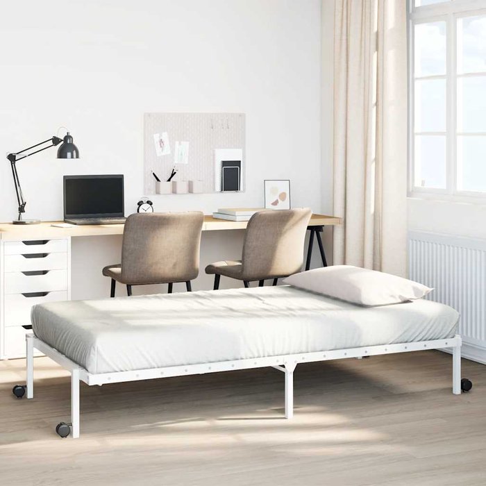 Estructura de cama sin colchón plegable blanco acero 100x190 cm vidaxl