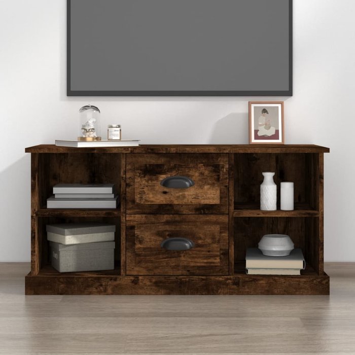 Mueble de tv madera contrachapada roble ahumado 99,5x35,5x48 cm - comfortxl