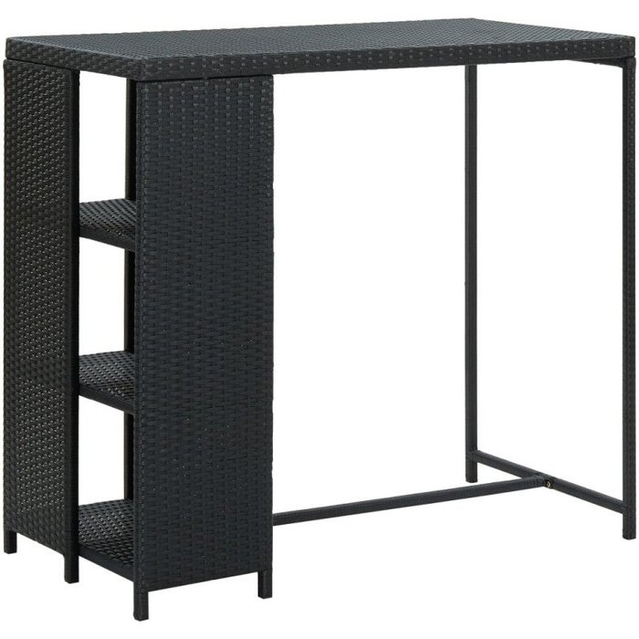 Mesa bar estante almacenaje 120x60x110cm ratán sintético negro vidaxl