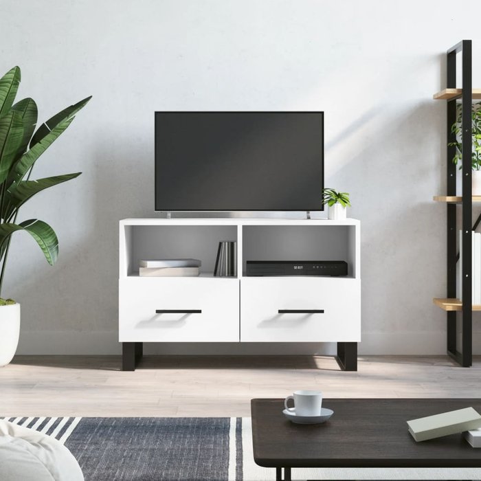Maison exclusive - mueble para tv madera contrachapada blanco 80x36x50 cm