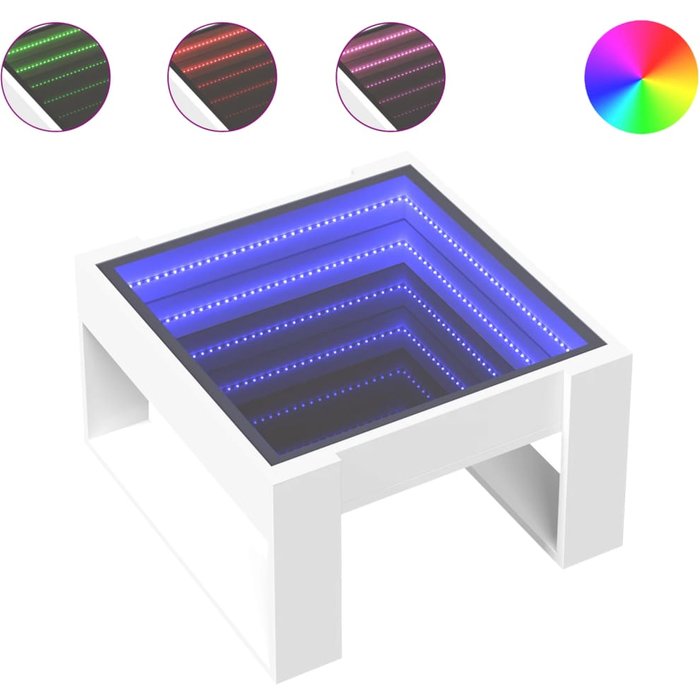 Mesa de centro con led infinity blanco 50x53x30 cm - comfortxl