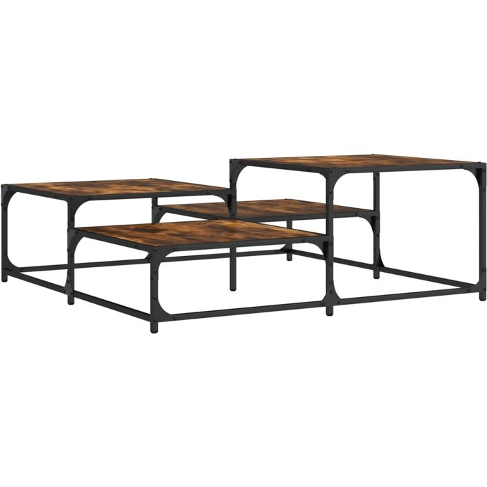 Mesa de centro de madera laminada de roble ahumado 107x107x40 cm - comfortxl