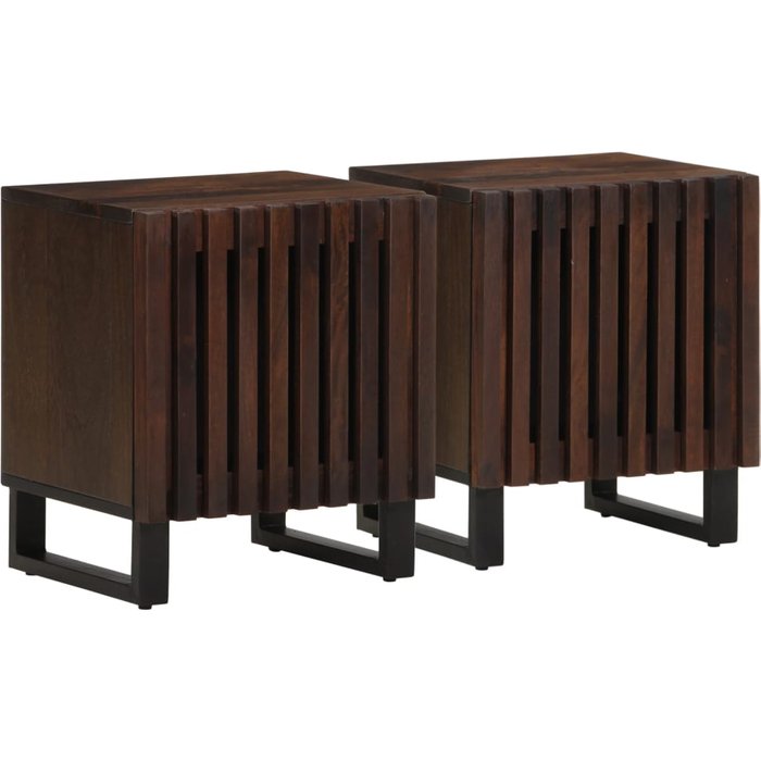 Vidaxl mesitas de noche 2 uds madera maciza de mango 40x34x46 cm