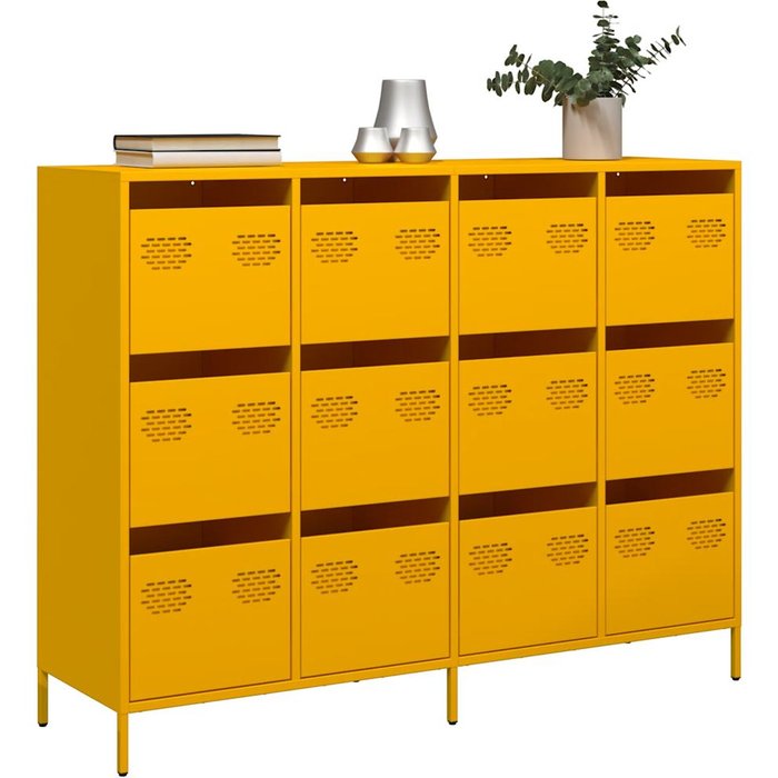 Aparador acero laminado en frío amarillo mostaza 135x39x103,5cm vidaxl