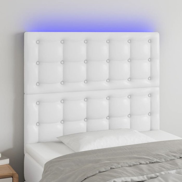 Maison exclusive - cabecero con luces led cuero sintético blanco 80x5x118/128 cm