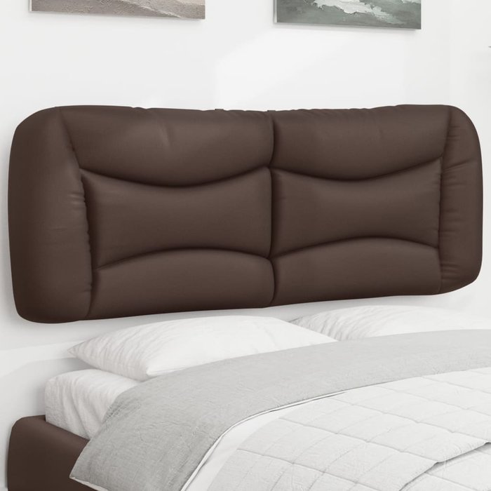 Vidaxl cabecero de cama acolchado cuero sintético marrón 140 cm