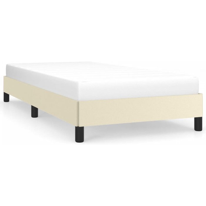Estructura de cama sin colchón cuero sintético crema 90x190 cm — comfortxl