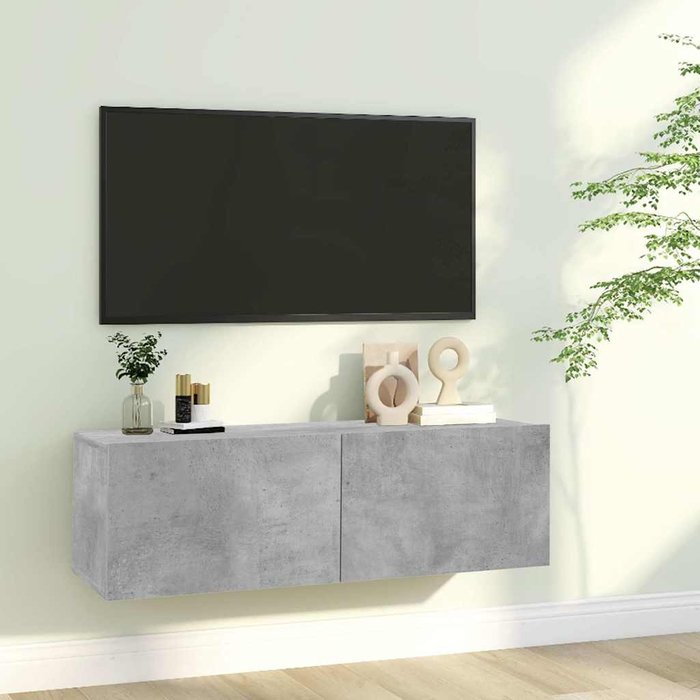 Mueble de tv, gris hormigón, 100x30x30 cm, madera de ingeniería