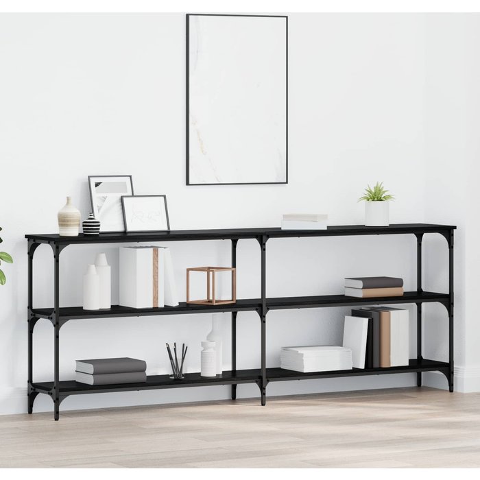 Mesa consola, roble negro, 200 x 29 x 75 cm