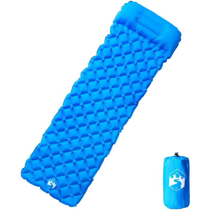Maison exclusive - colchón de camping inflable con almohada 1 persona azul
