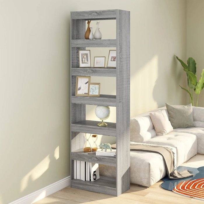 Librería/separador de ambientes sonoma gris 60x30x198 cm - pangivo
