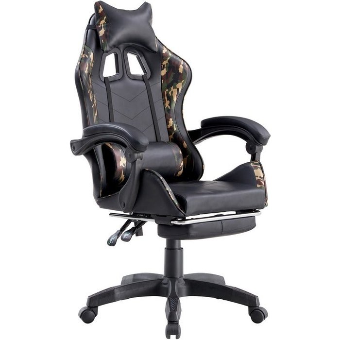 Silla gaming reclinable con reposabrazos de camuflaje