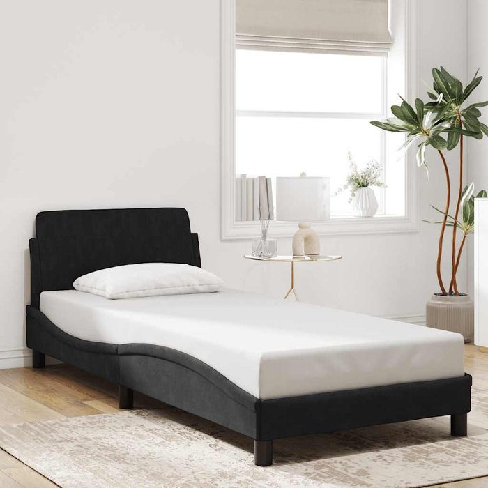 Estructura de cama con cabecero dover terciopelo negro 90x200 cm vidaxl