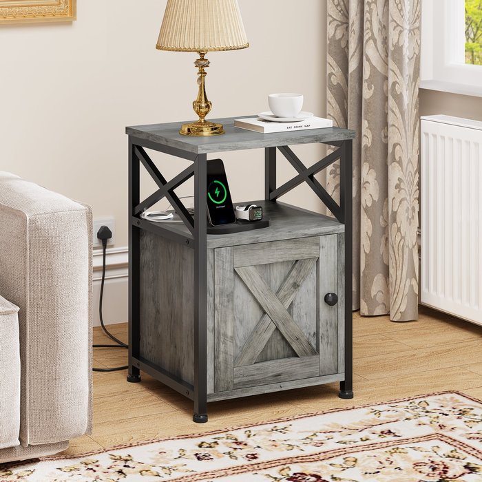 Yitahome mesa auxiliar - gris - 40x35x60cm