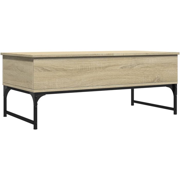Mesa de centro madera ingeniería metal roble sonoma 100x50x40cm