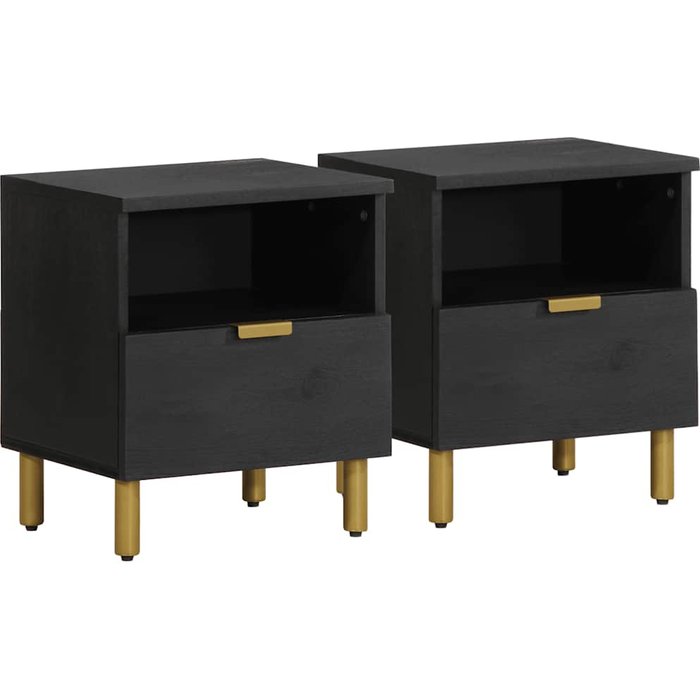 Mesita de noche madera maciza de ingeniería negra 40x33x46 cm vidaxl