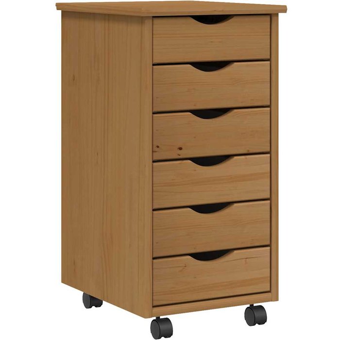 Cajonera con ruedas moss madera maciza pino marrón miel - comfortxl