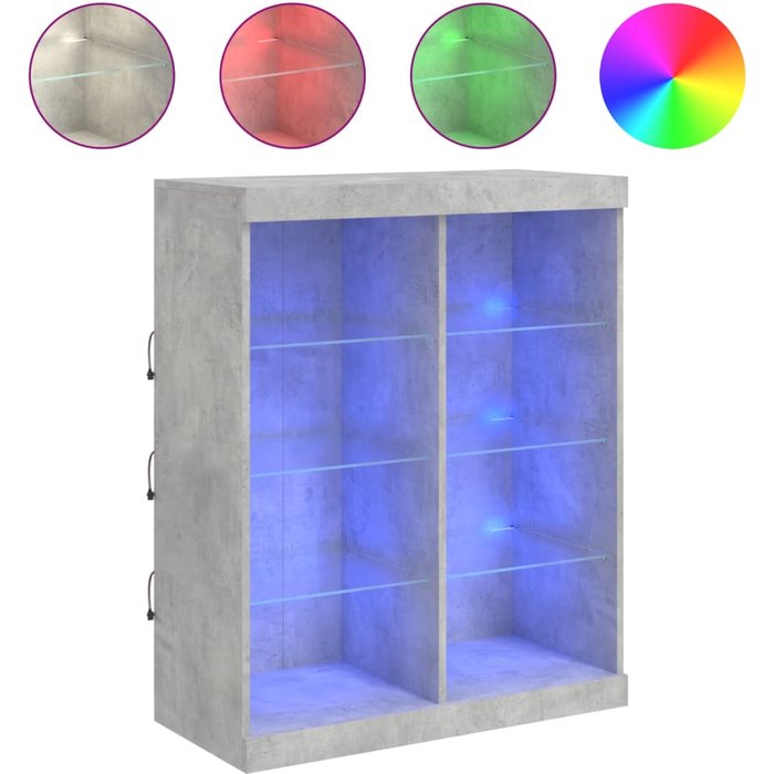 Aparador con luces led gris hormigón 81x37x100 cm - comfortxl
