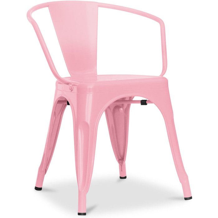 Silla industrial poka con reposabrazos de acero brillante - alta gama-rosa