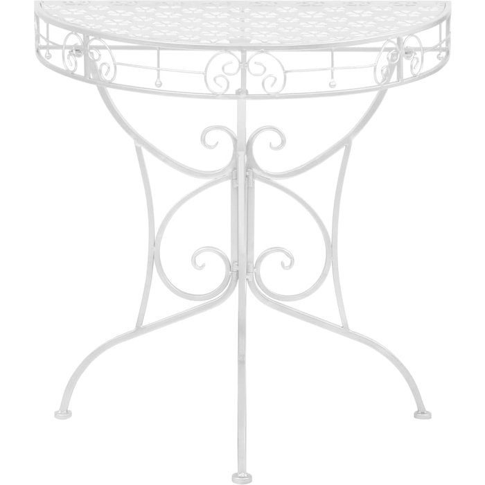 Mesa auxiliar vintage metal semicircular 72x36x74 cm plateada - comfortxl