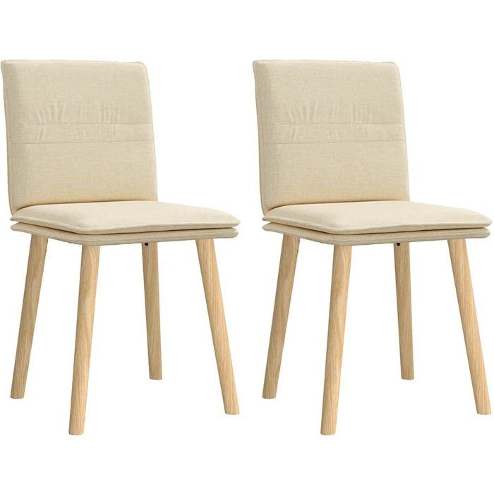 Juego de 2 sillas de comedor de tela color crema.