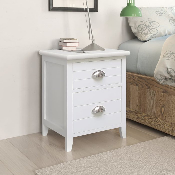 Mesitas de noche con 2 cajones 2 unidades blancas