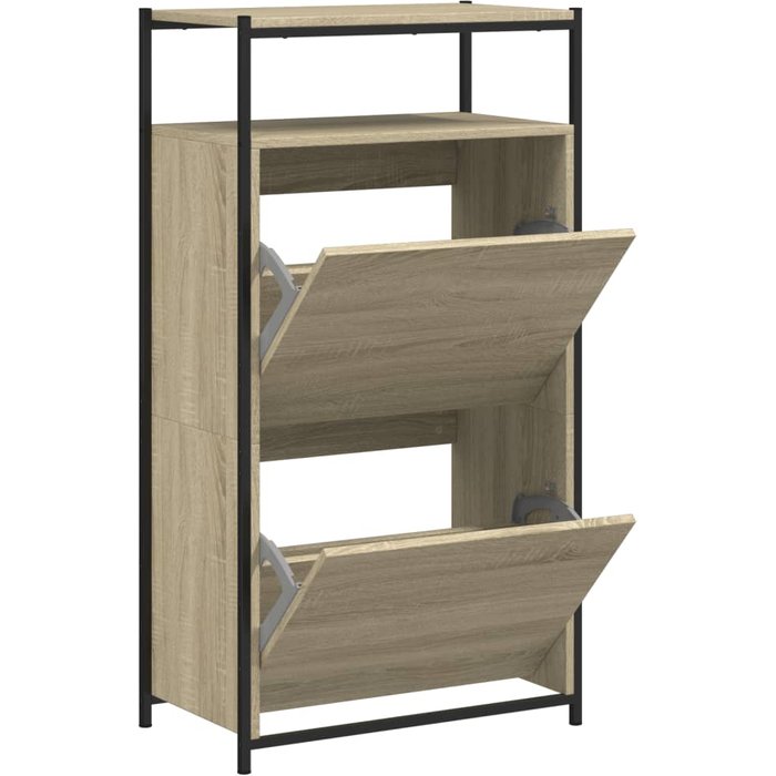 Zapatero de madera de ingeniería roble sonoma 60x34x112 cm - comfortxl