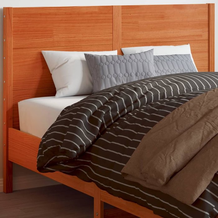Vidaxl cabecero de cama madera maciza de pino marrón cera 135 cm