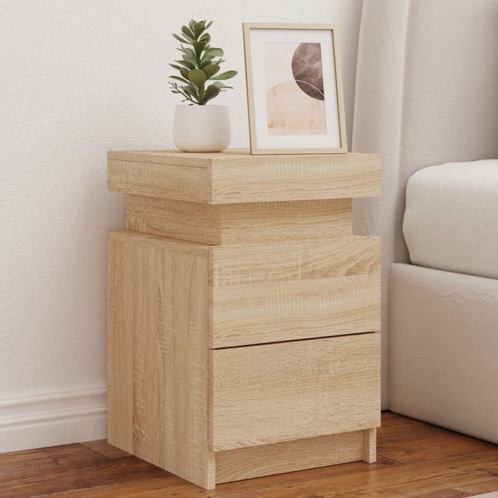 Maison exclusive - mesita de noche con luces led roble sonoma 35x39x55 cm