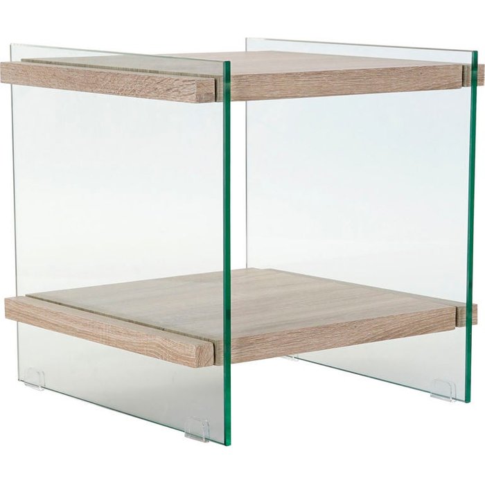 Mesita de noche dkd home decor cristal madera mdf (50 x 50 x 49 cm)